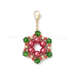 Подвеска в виде стеклянной снежинки на рождественскую тематику HJEW-TA00362