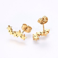 304ステンレススチールジュエリーセット  スタッドピアスとペンダントネックレス  スター  ミックスカラー  18.9インチ（48cm）  スタッドピアス：13x6x1.2mm  ピン：0.8mm&nbsp;SJEW-O090-16