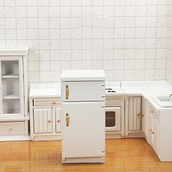 MDFボード冷蔵庫ミニチュア装飾品  マイクロランドスケープドールハウスアクセサリー  小道具の装飾のふりをする  ホワイト  128x60mm&nbsp;PW-WGF3C70-01