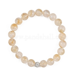 Браслеты из натуральных цитриновых круглых бусин BJEW-JB12388