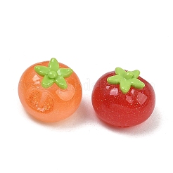 光沢のある樹脂製模造植物カボション  トマト  グリッターパウダー付き  暗闇で光る  ミックスカラー  18.5x18.2x15mm&nbsp;RE-CBA8643-01