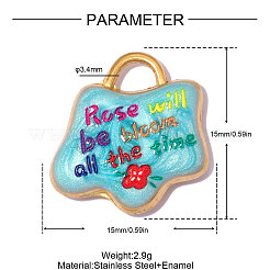 304 Edelstahl-Emaille-Anhänger&nbsp;STAS-OY014-28G