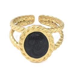 Ионное покрытие (ip) 304 нержавеющая сталь эмаль овальные манжеты пальцы кольца&nbsp;RJEW-L107-060G-02