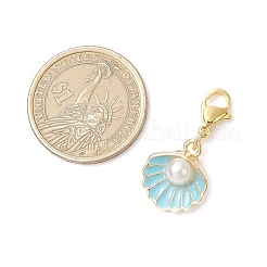 Подвеска в форме ракушки из сплава эмали и АБС-пластика с имитацией жемчуга HJEW-JM02966