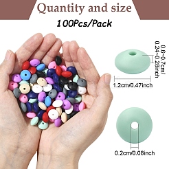 100 шт. 10 цвета пищевые экологически чистые силиконовые бусины&nbsp;SIL-YW0001-84