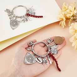 2 pendentif décoratif en alliage et cordon en faux daim de formes mixtes&nbsp;HJEW-GA00069