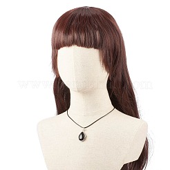 天然黒曜石ティアドロップ ペンダント ネックレス セット ワックスコード付き 女性用  17.91インチ（45.5cm）&nbsp;NJEW-TA00034-02