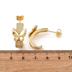 Серьги-гвоздики в форме бабочек с микропаве из кубических цирконий из латуни EJEW-B153-10G