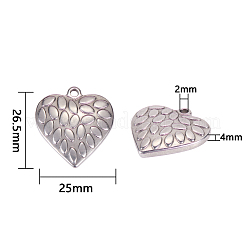 15個15スタイルのステンレススチールペンダント  ハート  アンティークシルバー＆ステンレス鋼の色  19x18x3mm  穴：1.5mm&nbsp;STAS-SZ0001-60