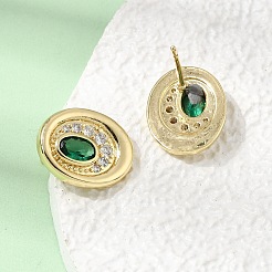 Boucles d'oreilles en laiton avec zircone cubique de micro pave&nbsp;EJEW-G471-13G-03
