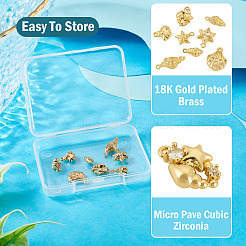 8 шт. 8 стиля подвески из латуни с микропаве из кубического циркония на тему океана&nbsp;KK-TA0003-32