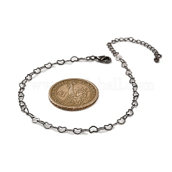 Coeur en laiton lien bracelets pour les femmes&nbsp;BJEW-G735-07B