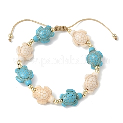 Verstellbare Armbänder aus geflochtenen Perlen aus synthetischem Türkis und nichtmagnetischem Hämatit&nbsp;BJEW-JB13730-02