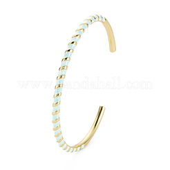 Скрученный браслет-манжета из латуни с эмалью BJEW-T020-02H-NF