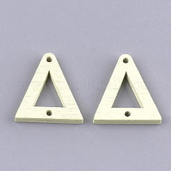 塗装ポプラウッドリンク  三角形  淡黄色  21x19x3mm  穴：1.4mm&nbsp;WOOD-S045-071A
