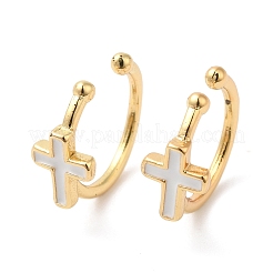 Серьги-каффы с крестом и эмалью&nbsp;EJEW-G348-14G