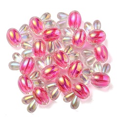 UVメッキレインボー虹色アクリルビーズ  ツートンカラーの二層ビーズ  ウサギの頭部  濃いピンク  20x15x13mm  穴：3mm&nbsp;X1-PACR-E001-05F