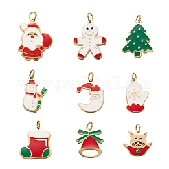 18 pieza de 9 estilos de dijes de esmalte de acero inoxidable quirúrgico 316 chapados en oro real de 14 k&nbsp;STAS-LS0001-41