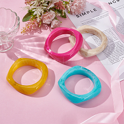 4шт. браслеты из смолы 4 цветов BJEW-UN0001-73