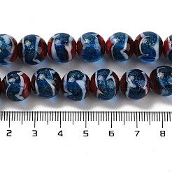 手作りランプワークビーズ連売り  ラウンド  スチールブルー  12mm  穴：1.8mm  約42~45個/連  18.50''~20.87''（47~53センチメートル）&nbsp;LAMP-P062-02C