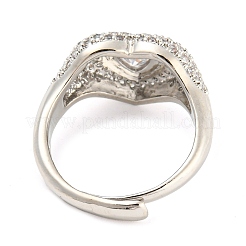 Регулируемое кольцо в форме сердца с эмалью и прозрачным фианитом RJEW-Q781-01P-04