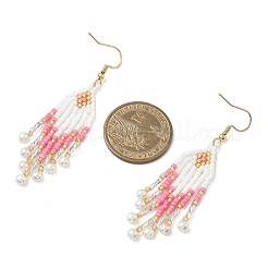 Серьги-подвески в форме стрелы из бисера из нержавеющей стали 304 EJEW-MZ00554-02