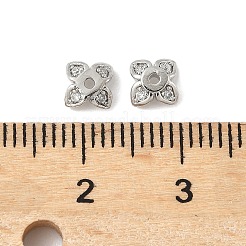 真鍮製マイクロパヴェクリアキュービックジルコニアビーズキャップ  4  - 花びらの花  プラチナ  5x5x2.5mm  穴：1mm&nbsp;KK-V015-05P
