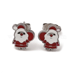 3 пара 3 стилей рождественских серег-колец и гвоздиков из нержавеющей стали 304 для женщин EJEW-K279-12H-P