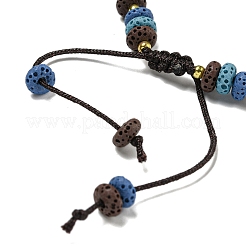 Braccialetti con perline intrecciate a rondelle di roccia lavica naturale tinta&nbsp;BJEW-Z026-01A