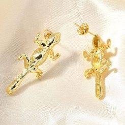 Латунь серьги EJEW-B118-02G