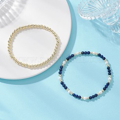 Bracelet extensible en perles de lapis-lazuli naturel&nbsp;BJEW-JB12938-02