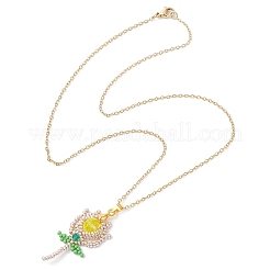 Collane con ciondolo a forma di fiore con perline di vetro&nbsp;NJEW-MZ00080-02