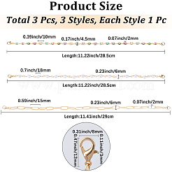 1 набор из 3-х стилей железной шляпной цепочки с застежкой-карабином&nbsp;HJEW-CN0001-31C