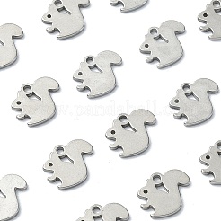 304ステンレススチールチャーム  ステンレス鋼色  リス模様  8x9x1mm  穴：1mm&nbsp;STAS-CJC0008-10P-01