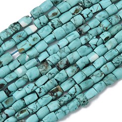 Нити бусин натурального крашеного бирюзового цвета с эффектом кракле&nbsp;G-K365-G03-02