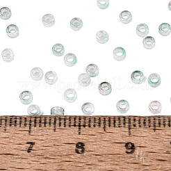 焼付塗装ガラスシードビーズ  ロンデル  丸い穴  ライトシアン  2.5x1.5mm  穴：1~1.2mm  約25000個/ポンド&nbsp;SEED-Q041-03A-02