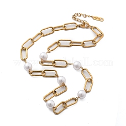 Ионное покрытие (ip) 304 нержавеющая сталь овальные звенья цепи ожерелья для женщин NJEW-P320-23G