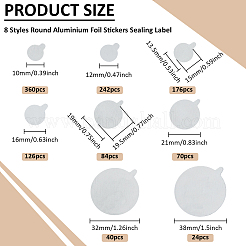 1122 Stück 8 Arten runde Aluminiumfolienaufkleber Versiegelungsetikett&nbsp;DIY-BC0016-83
