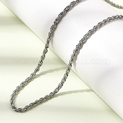2mm ユニセックス 304ステンレススチール ロープチェーンネックレス  変色なし  ステンレス鋼色  23.62インチ（60cm）&nbsp;NJEW-P395-16P