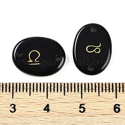 12 шт. 12 стиля двенадцать созвездий натуральный обсидиан плоские овальные звенья соединительные подвески&nbsp;G-K359-05D