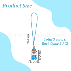 9шт 3-х цветные стеклянные бутылки подвесные украшения HJEW-GO00227