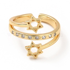 Кольцо-манжета со звездой Давида из прозрачного кубического циркония&nbsp;RJEW-M142-03G