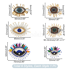 6 шт. 6 стиля аппликации из бисера от сглаза AJEW-GA0007-48