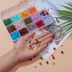 450шт 15 цвета круглые акриловые бусины с имитацией драгоценных камней OACR-YW0001-19