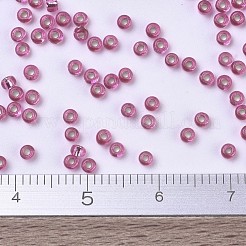 MIYUKIラウンドロカイユビーズ  日本製シードビーズ  （rr1338)染めのシルバーラインローズ  11/0  2x1.3mm  穴：0.8mm  約1100PCS /ボトル  10 G /ボトル&nbsp;SEED-JP0008-RR1338
