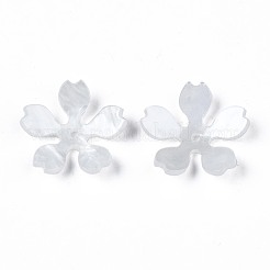 プラスチックビーズ  花  乳白色  17~17.5x18x3.5mm  穴：1.4mm&nbsp;KY-N015-54