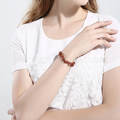 Chip Goldstone sintetico Elasticizzato bracciali&nbsp;BJEW-BB16534-H