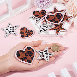 12 pieza de 6 estilos de parches de tela bordada con estampado de leopardo de poliéster para planchar o coser&nbsp;PATC-TA0001-57