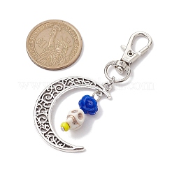 Decorazioni con ciondoli in turchese sintetico e resina con teschio&nbsp;HJEW-JM01971-04