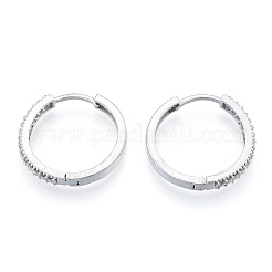 Прозрачные серьги-кольца с фианитами&nbsp;EJEW-N011-112P